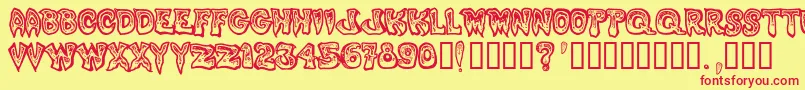 PhlegmyKilmister-Schriftart – Rote Schriften auf gelbem Hintergrund