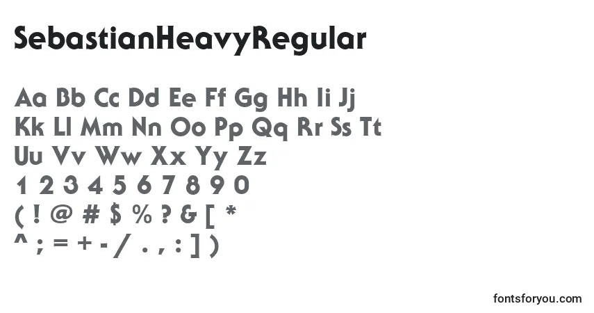 A fonte SebastianHeavyRegular – alfabeto, números, caracteres especiais
