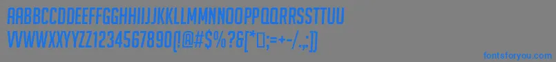 フォントBigNoodleTitlingOblique – 灰色の背景に青い文字
