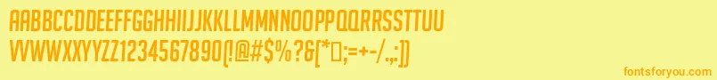 フォントBigNoodleTitlingOblique – オレンジの文字が黄色の背景にあります。