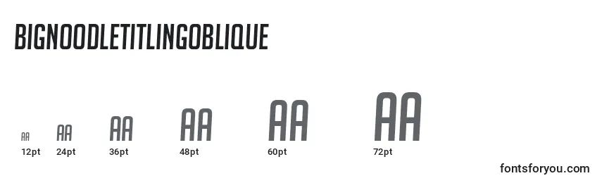 BigNoodleTitlingOblique Font Sizes