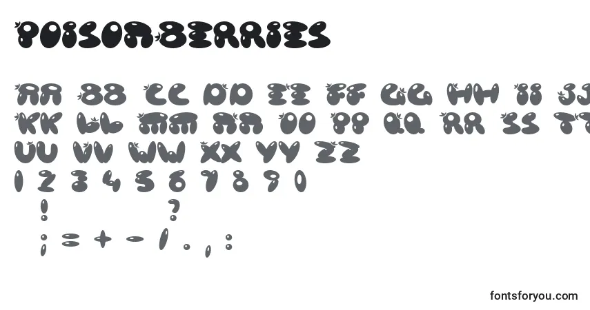 Schriftart PoisonBerries – Alphabet, Zahlen, spezielle Symbole