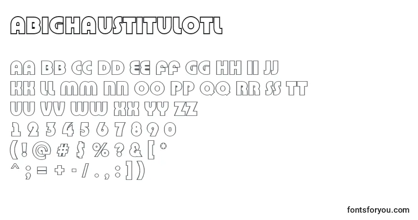 Czcionka ABighaustitulotl – alfabet, cyfry, specjalne znaki