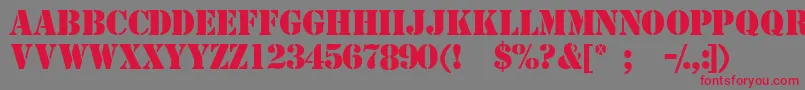 Templatemediumcapsssk Font – Red Fonts on Gray Background