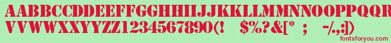 Templatemediumcapsssk Font – Red Fonts on Green Background