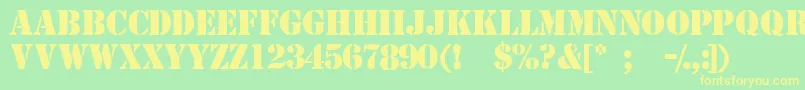 フォントTemplatemediumcapsssk – 黄色の文字が緑の背景にあります