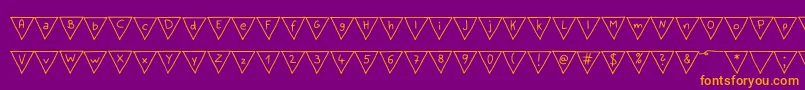 PaperBannerRegular-fontti – oranssit fontit violetilla taustalla