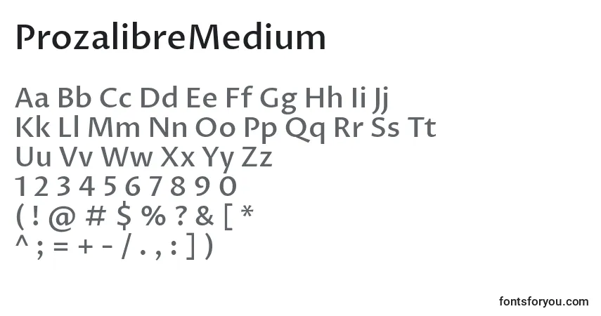 Czcionka ProzalibreMedium – alfabet, cyfry, specjalne znaki
