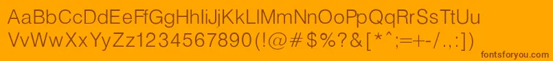 HelveticaLightNormal-fontti – ruskeat fontit oranssilla taustalla