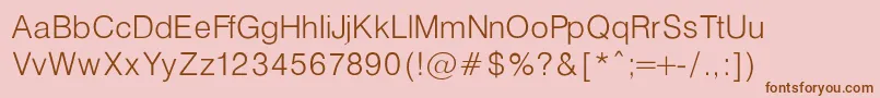 HelveticaLightNormal-fontti – ruskeat fontit vaaleanpunaisella taustalla