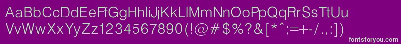 Fonte HelveticaLightNormal – fontes verdes em um fundo violeta