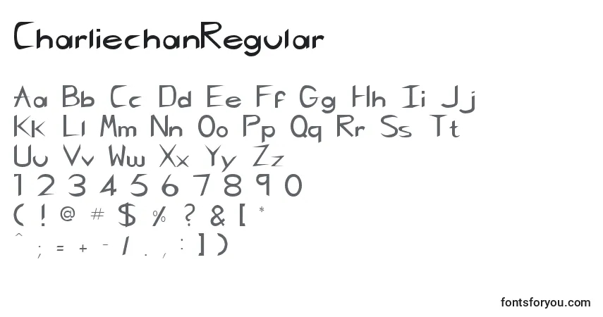 A fonte CharliechanRegular – alfabeto, números, caracteres especiais