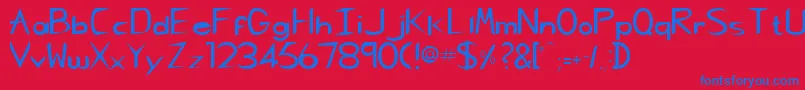 CharliechanRegular Font – Blue Fonts on Red Background