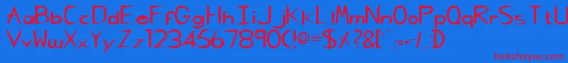 CharliechanRegular Font – Red Fonts on Blue Background