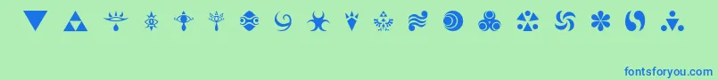 HylianSymbols Font – Blue Fonts on Green Background