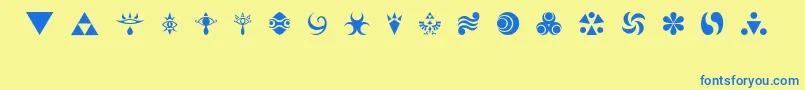 HylianSymbols Font – Blue Fonts on Yellow Background