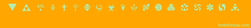 HylianSymbols Font – Green Fonts on Orange Background