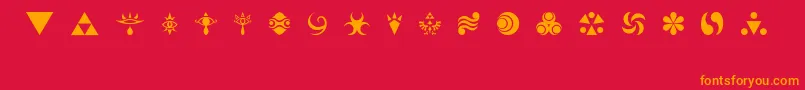 Fonte HylianSymbols – fontes laranjas em um fundo vermelho