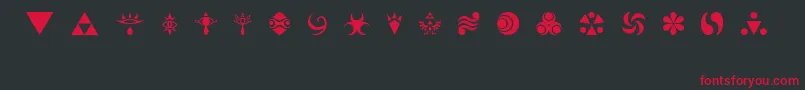 Czcionka HylianSymbols – czerwone czcionki na czarnym tle