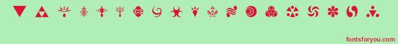 HylianSymbols Font – Red Fonts on Green Background