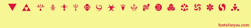 HylianSymbols Font – Red Fonts on Yellow Background