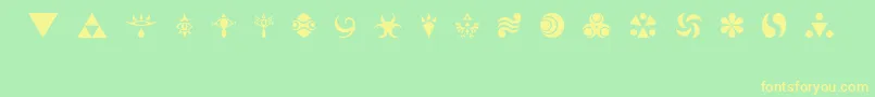 HylianSymbols Font – Yellow Fonts on Green Background