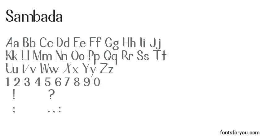 Sambada Font – alphabet, numbers, special characters