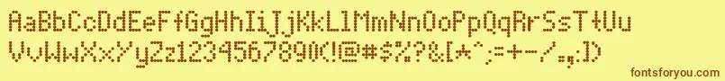 Dotmatri Font – Brown Fonts on Yellow Background