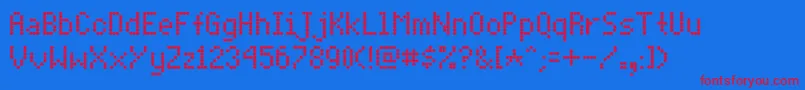 フォントDotmatri – 赤い文字の青い背景