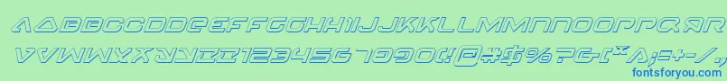 フォント4114Blaster3DItalic – 青い文字は緑の背景です。
