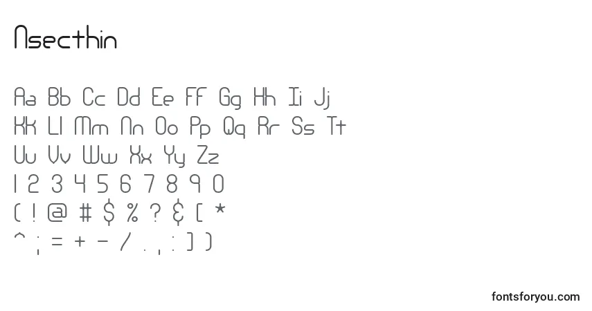 A fonte Nsecthin – alfabeto, números, caracteres especiais