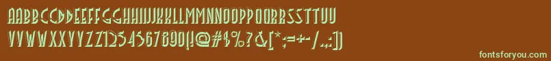 フォントFacets – 緑色の文字が茶色の背景にあります。