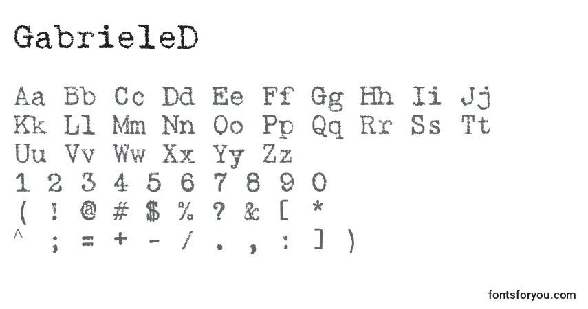 Fuente GabrieleD - alfabeto, números, caracteres especiales