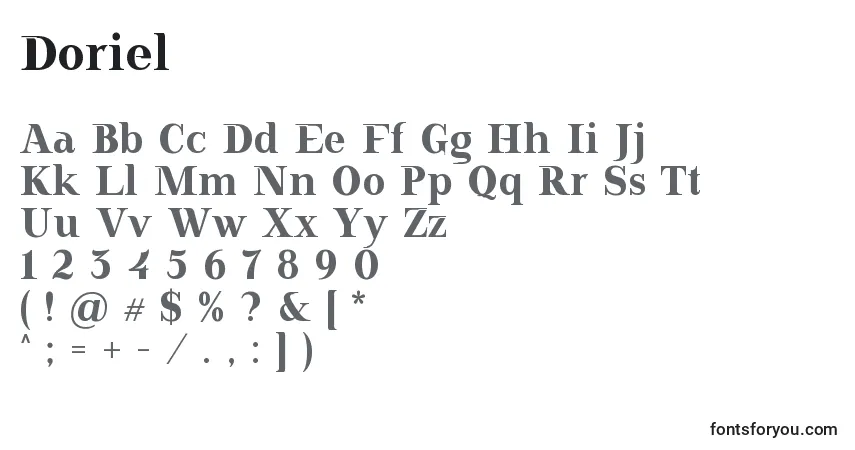 Czcionka Doriel – alfabet, cyfry, specjalne znaki