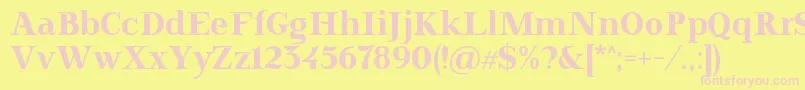 Doriel-fontti – vaaleanpunaiset fontit keltaisella taustalla
