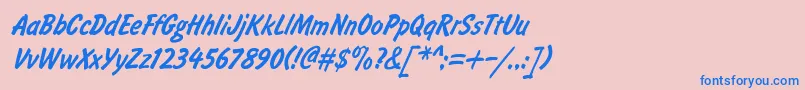 BrushtypeSemiboldItalicRegular-Schriftart – Blaue Schriften auf rosa Hintergrund