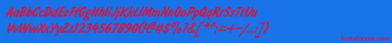 BrushtypeSemiboldItalicRegular Font – Red Fonts on Blue Background