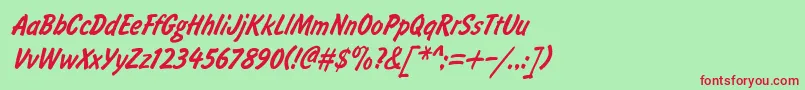 BrushtypeSemiboldItalicRegular Font – Red Fonts on Green Background