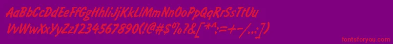 BrushtypeSemiboldItalicRegular Font – Red Fonts on Purple Background