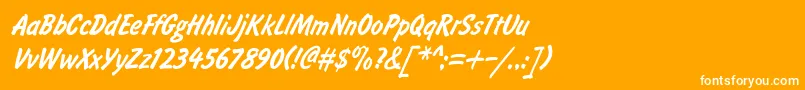 BrushtypeSemiboldItalicRegular-Schriftart – Weiße Schriften auf orangefarbenem Hintergrund