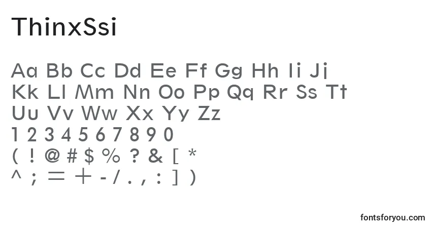 Schriftart ThinxSsi – Alphabet, Zahlen, spezielle Symbole