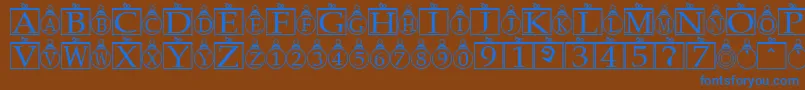 Xmasbells-Schriftart – Blaue Schriften auf braunem Hintergrund