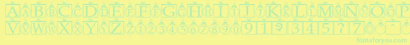フォントXmasbells – 黄色い背景に緑の文字
