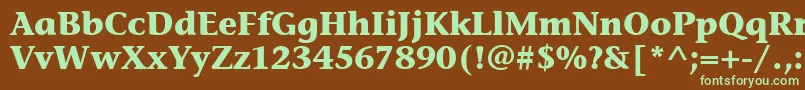 StoneInfItcBold-fontti – vihreät fontit ruskealla taustalla