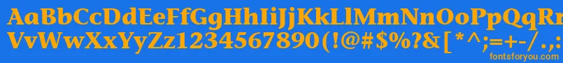 フォントStoneInfItcBold – オレンジ色の文字が青い背景にあります。