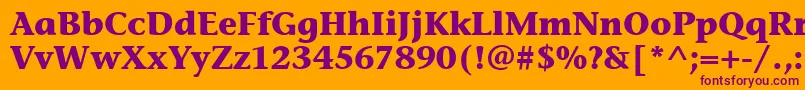 StoneInfItcBold-Schriftart – Violette Schriften auf orangefarbenem Hintergrund