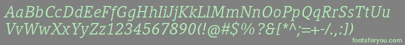 フォントCompatilLetterLtComItalic – 灰色の背景に緑のフォント