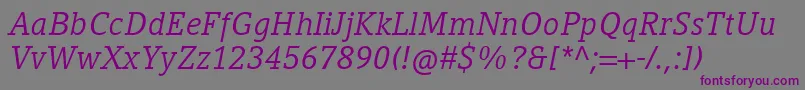 Шрифт CompatilLetterLtComItalic – фиолетовые шрифты на сером фоне