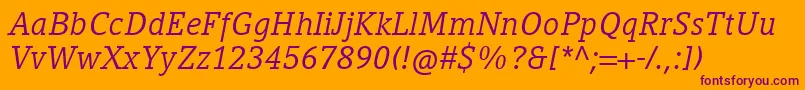 CompatilLetterLtComItalic-Schriftart – Violette Schriften auf orangefarbenem Hintergrund