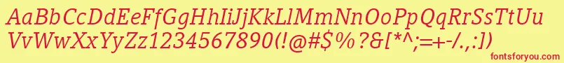 CompatilLetterLtComItalic Font – Red Fonts on Yellow Background